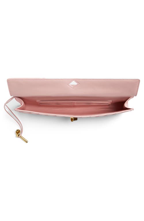 Bottega Veneta Long Andiamo Intrecciato Leather Clutch In Rose-muse Brass