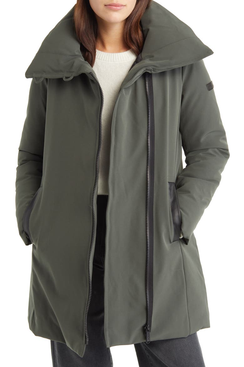 Asymmetric Zip Water Repellent Parka, Main, color, LODEN