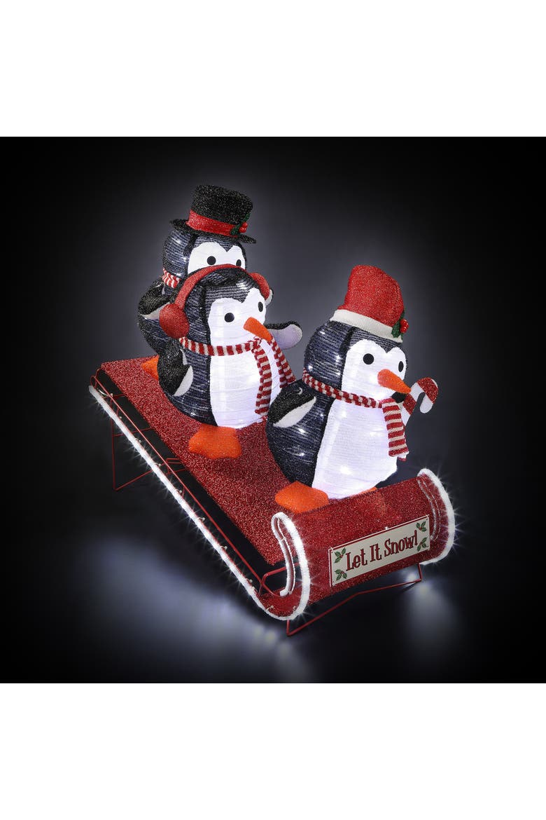 36 in. Animated Outdoor Sledding Buddies - Penguins, Alternate, color, Multicolor