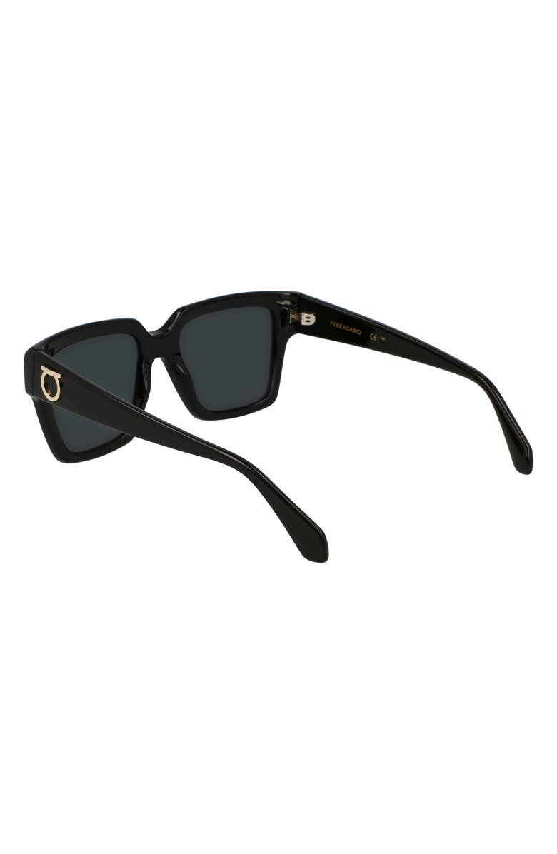 FERRAGAMO Gancini 54mm Rectangular Sunglasses, Alternate, color, Black