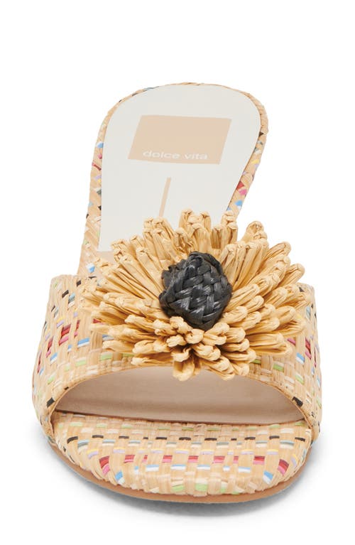 Dolce Vita Lourde Floral Kitten Heel Sandal In Pastel Multi Raffia