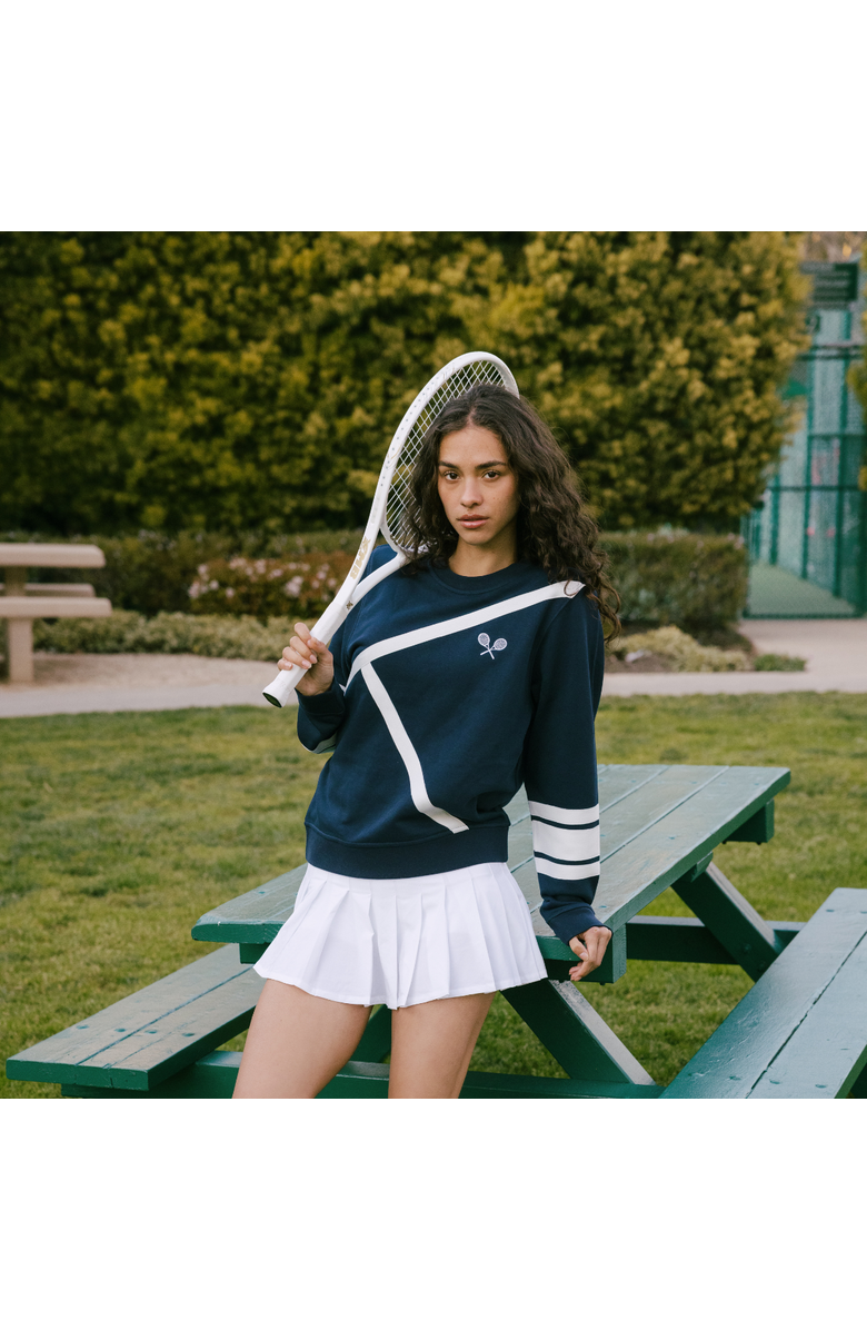 Ellsworth + Ivey Elle Women's Sweatshirt Tennis Lines, Alternate, color, Navy