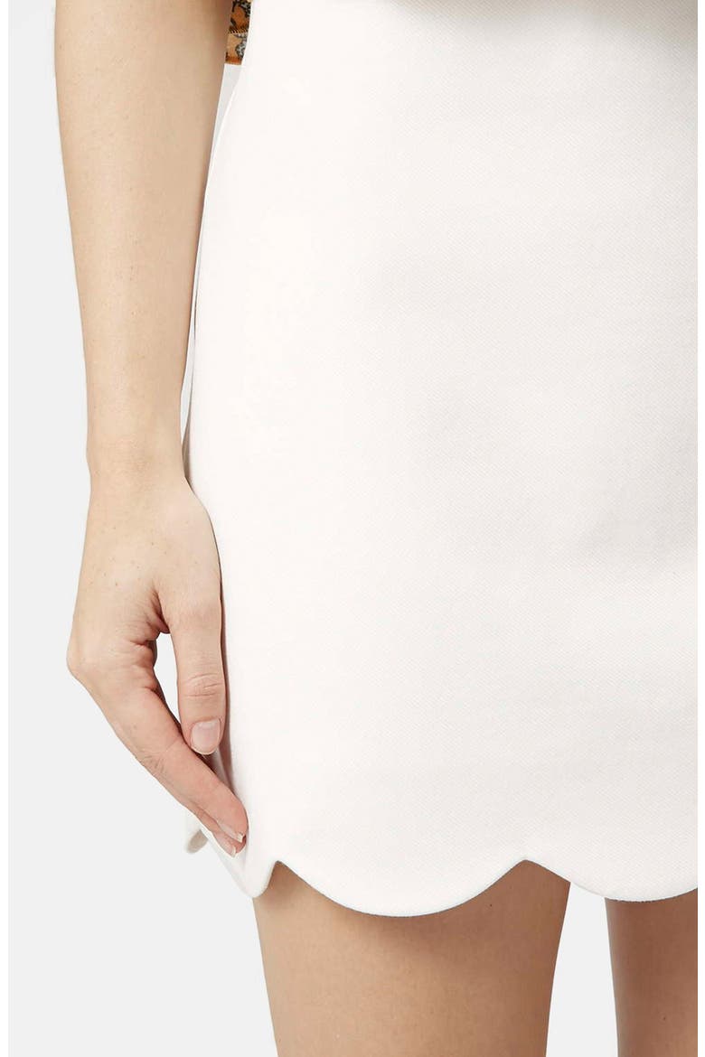 Scallop Hem Miniskirt, Alternate, color, WHITE