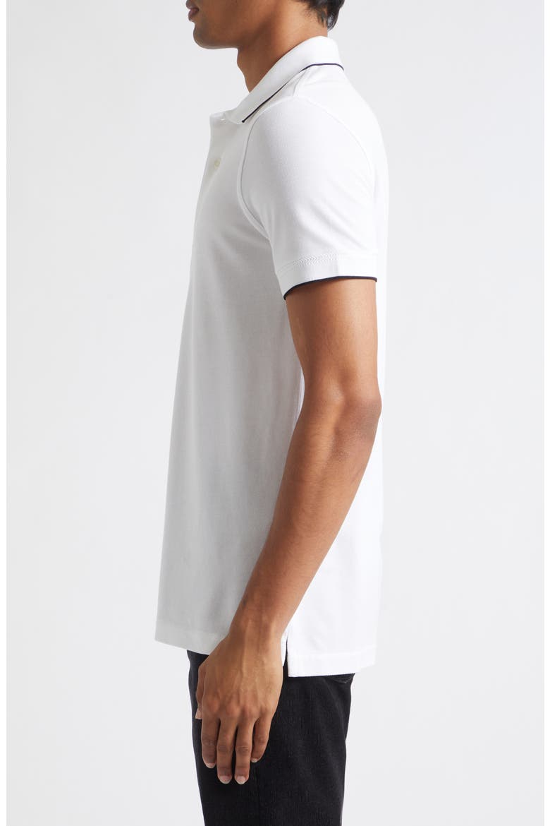 Tipped Lyocell & Cotton Piqué Polo, Alternate, color, WHITE/ BLACK