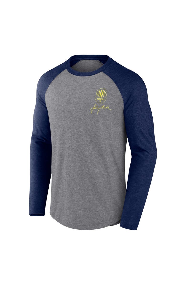 FANATICS Men's Fanatics Branded Heather Gray Nashville SC x Johnny Cash Lines Tri-Blend Raglan Long Sleeve T-Shirt, Alternate, color, Heather Gray