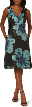 Adrianna Papell Metallic Floral Jacquard Sleeveless Cocktail Dress