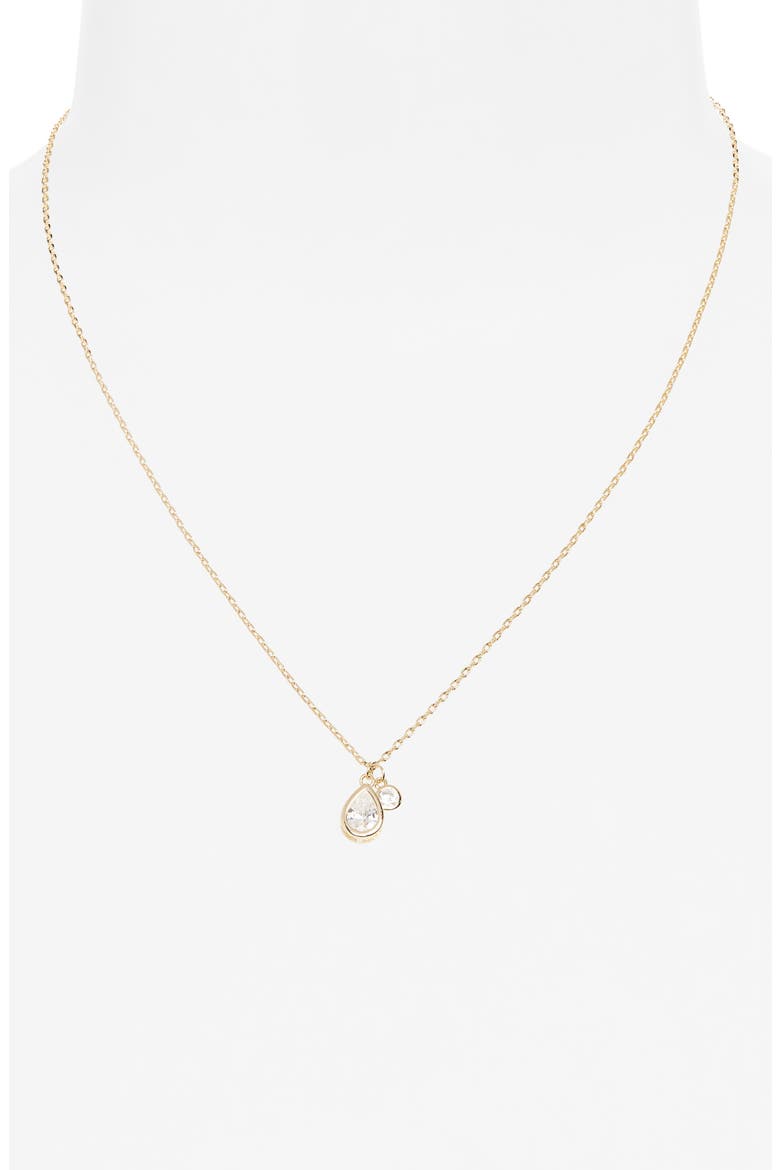 Teardrop Cubic Zirconia Pendant Necklace, Alternate, color, CLEAR- GOLD