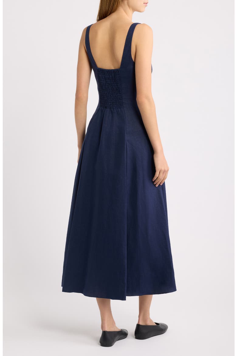 Adalee Linen Midi Dress, Alternate, color, NAVY