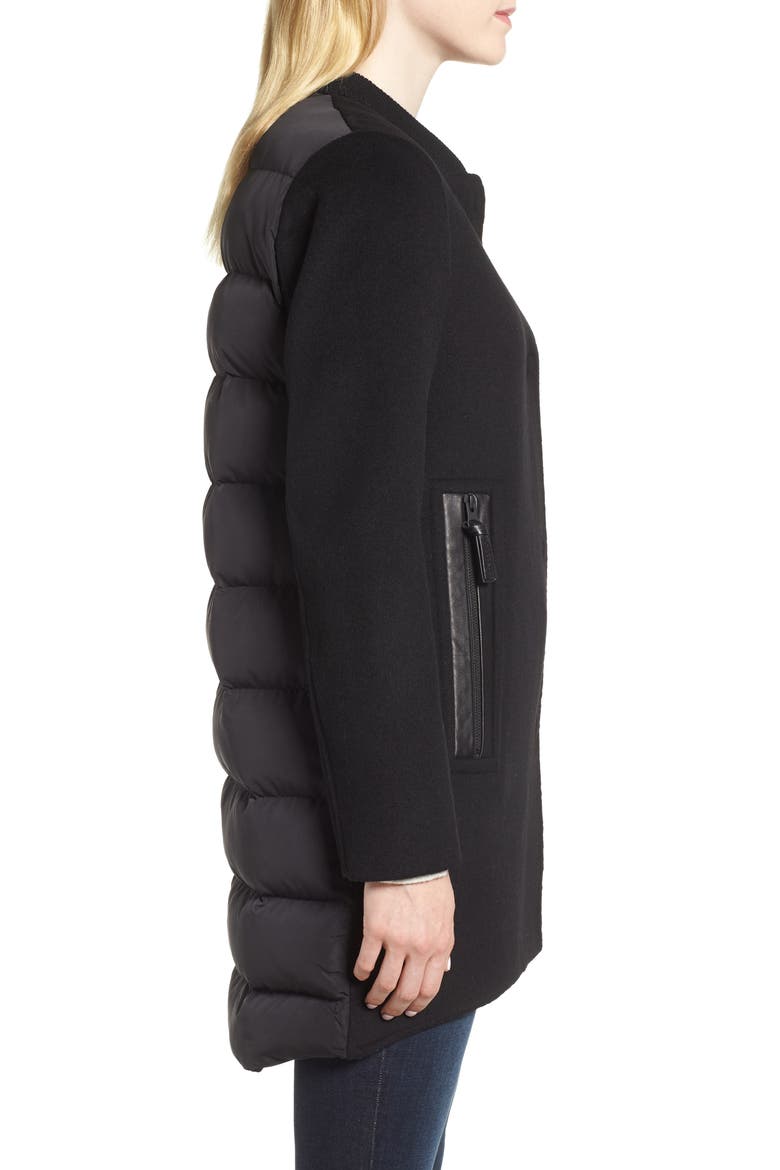 Wool & Quilted Coat, Alternate, color, BLACK