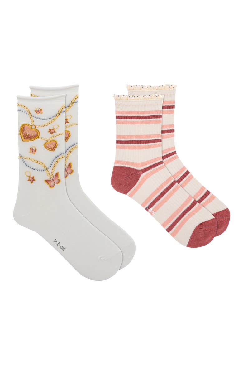 Assorted 2-Pack Charms Crew Socks, Main, color, WHITE MULTI