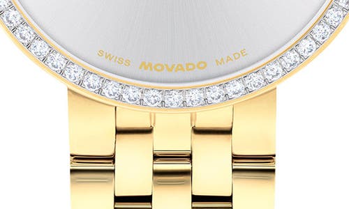 Movado Women's Museum Classic Lab Grown Diamond Swiss Quartz Light Yellow Pvd Watch, 29.5mm In Ivory/gold