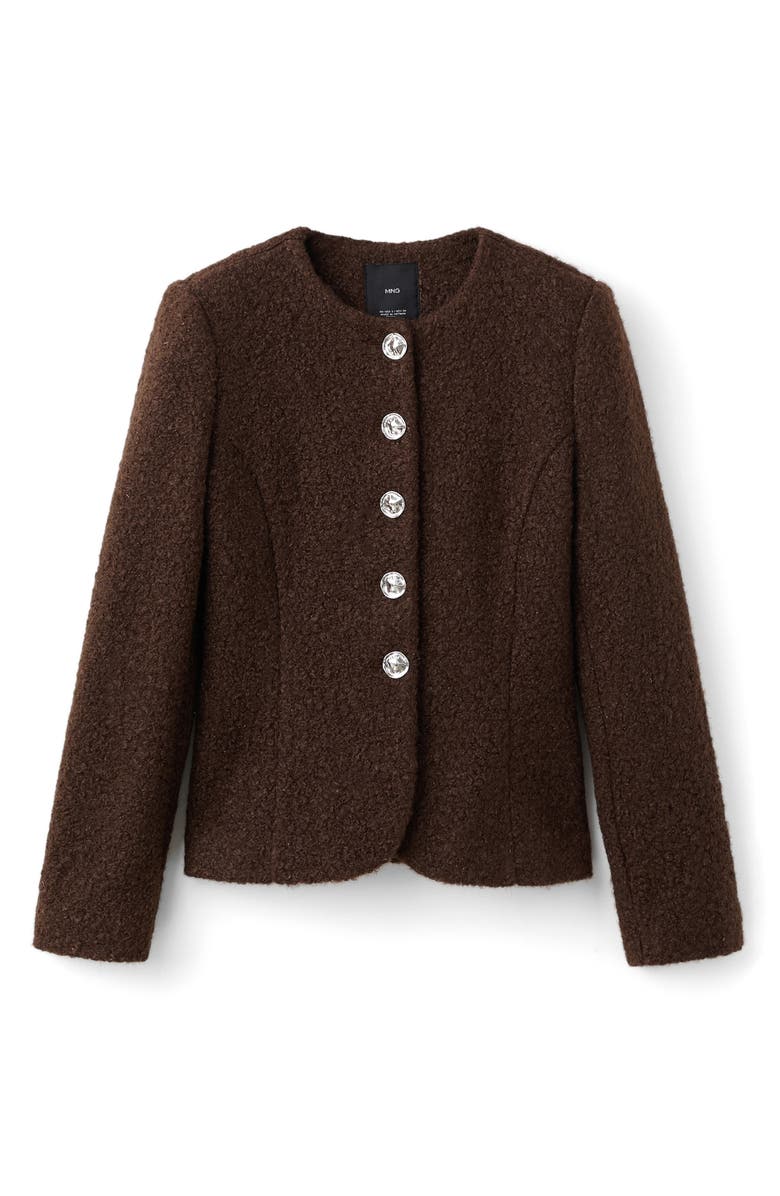 MANGO Bouclé Jacket, Alternate, color, Brown
