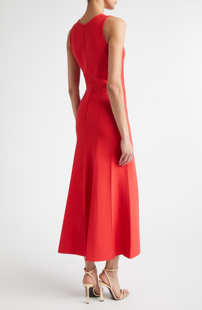 ST. JOHN Odette Valley Knit Midi Dress, Alternate, color, Bright Deep Coral