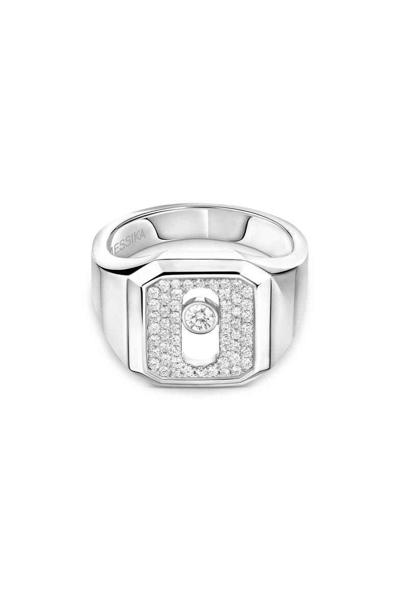 Move Joaillerie Pavé Diamond Signet Ring, Alternate, color, WHITE GOLD