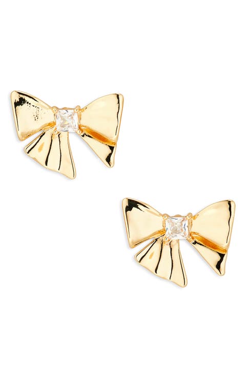 Cubic Zirconia Bow Stud Earrings