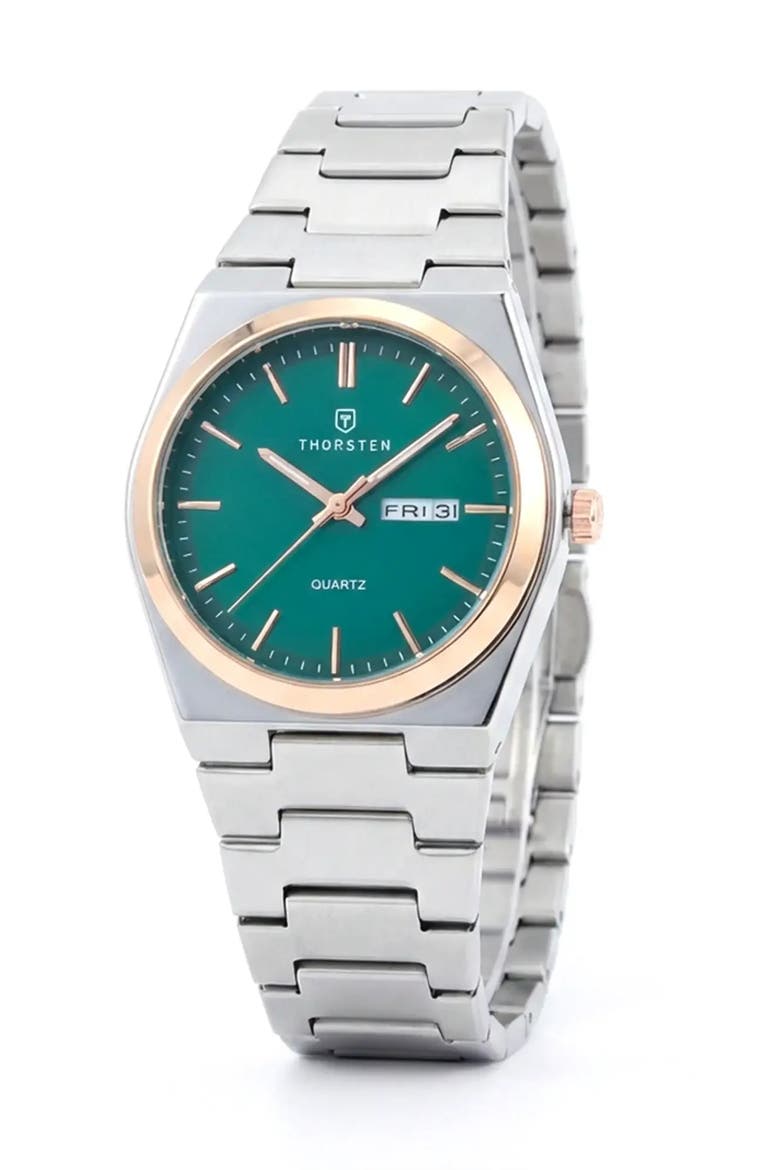 Tradesman Bracelet Watch, Alternate, color, Green Dial / Silver Band