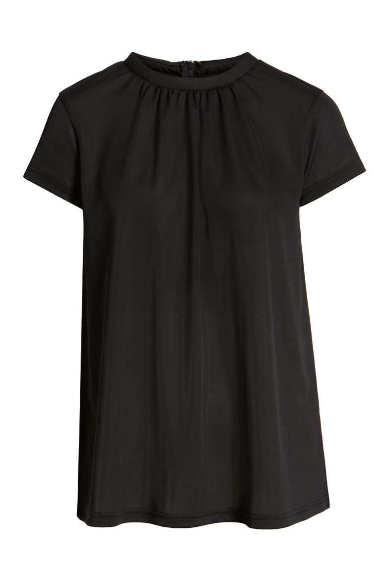 Pleat Front Crepe Top, Alternate, color, BLACK