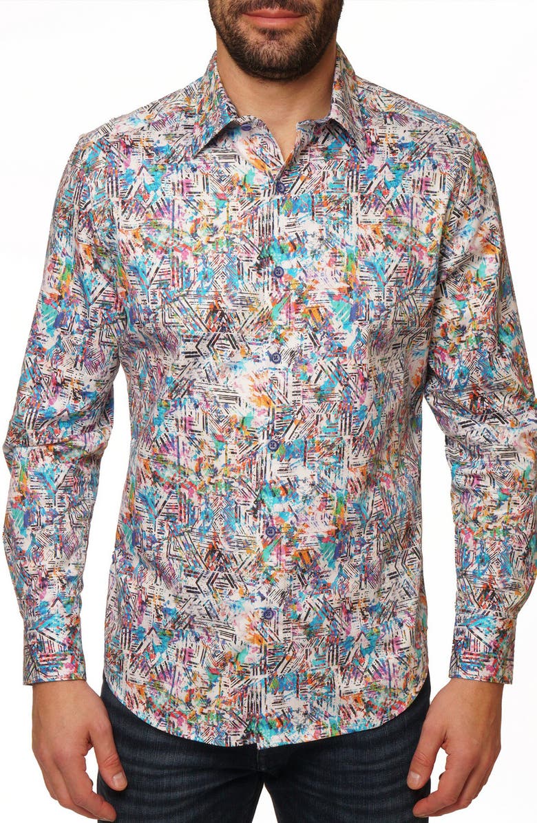 Robert Graham Salton Long Sleeve Cotton Button-Up Shirt, Main, color, Blue Multi