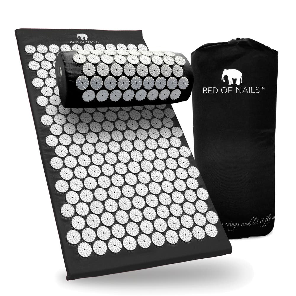 Bed Of Nails Bon Original Acupressure Mat And Pillow Set In Black
