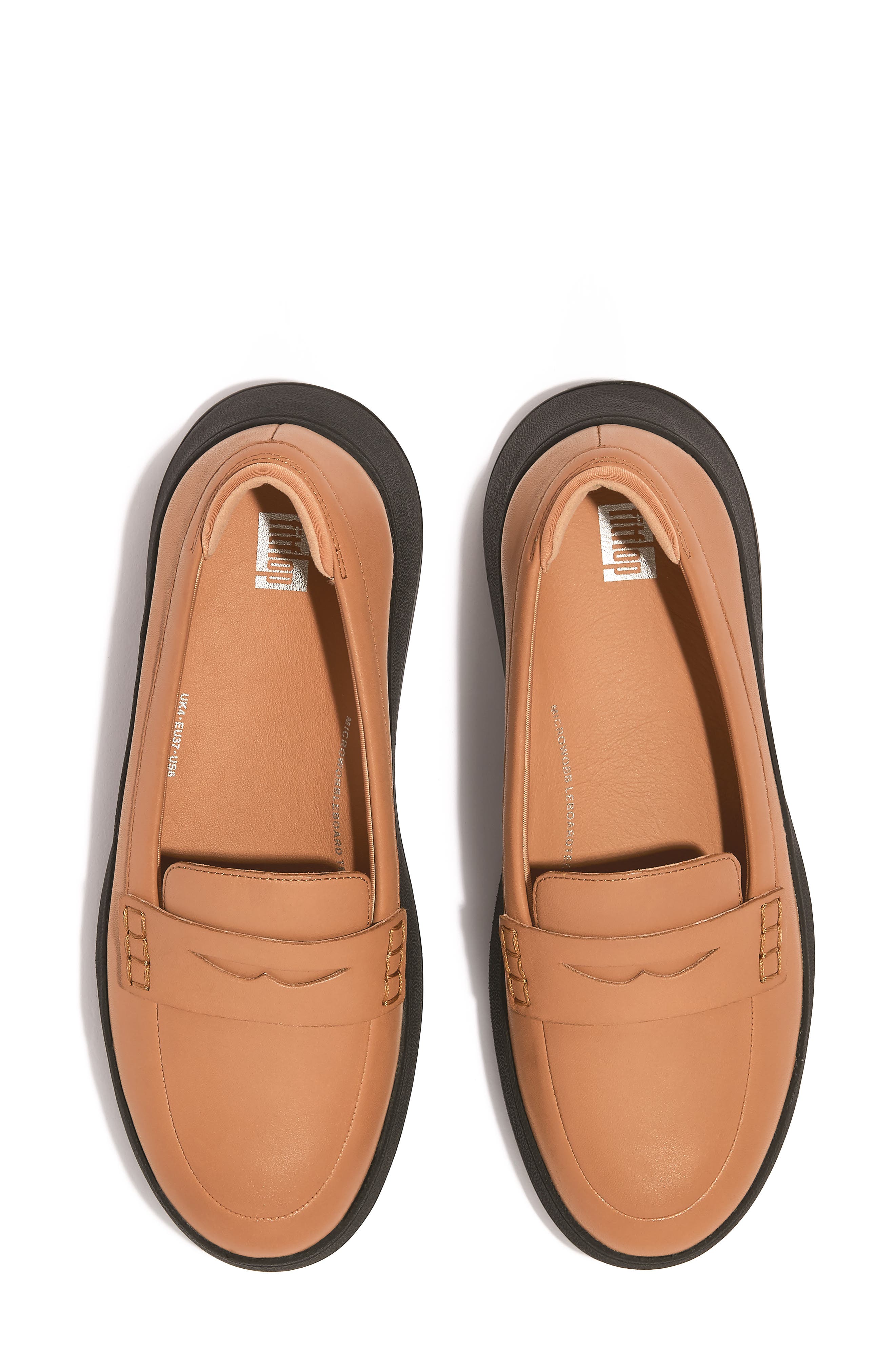 F-Mode Leather Flatform Penny Loafer, Alternate, color, LATTE TAN