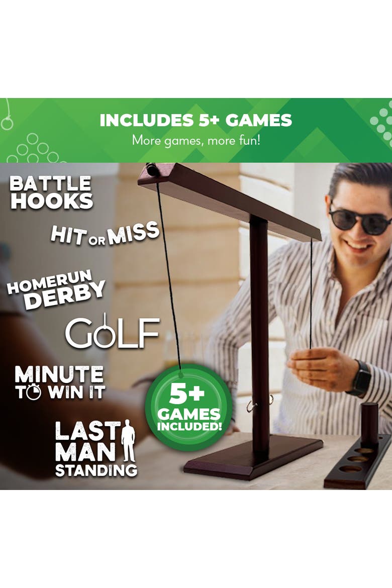 Battle Hooks | 2 Player Hook & Ring Game, Alternate, color, Brown