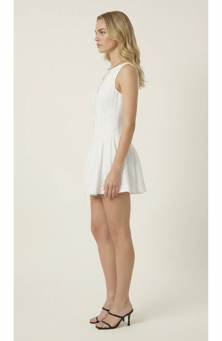 Modenaire Sleeveless Eyelet Mini Dress, Alternate, color, White