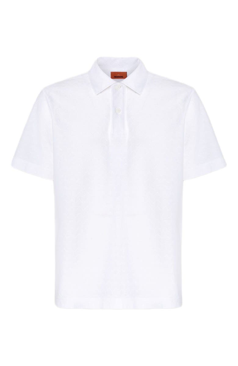 Missoni Tonal Zigzag Cotton Jersey Polo Shirt, Alternate, color, White