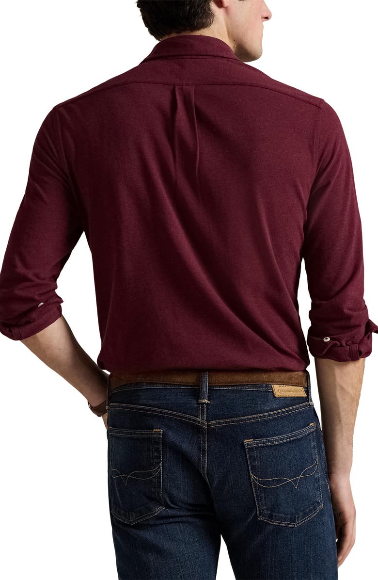 Polo Ralph Lauren Featherweight Stretch Cotton Piqué Button-Down Shirt, Alternate, color, Spring Wine Heather