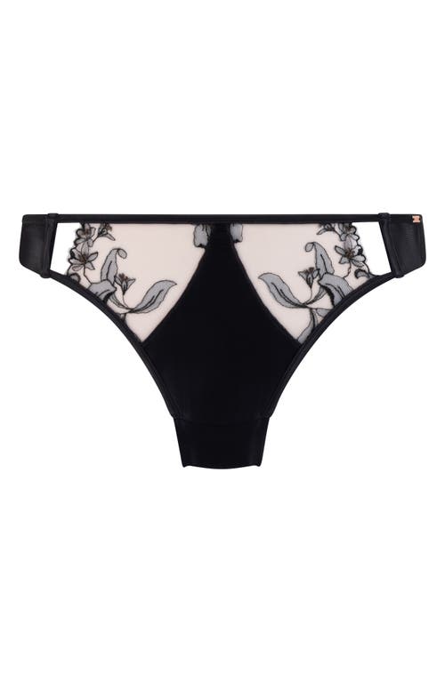 Hunkemoller Hunkemöller Anouk Embroidered Mesh Brazilian In Caviar