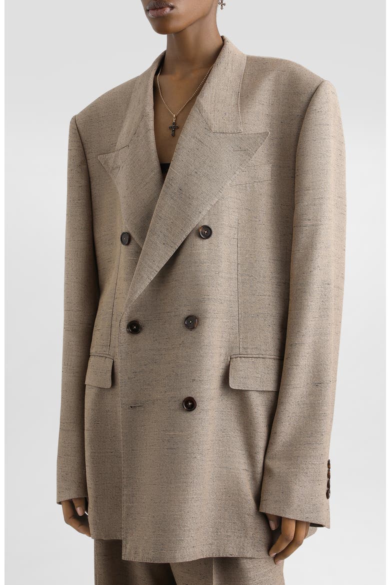 Sicilia Oversize Tweed Effect Jacket, Main, color, S8230 WHITE-BEIGE-HAZELNUT