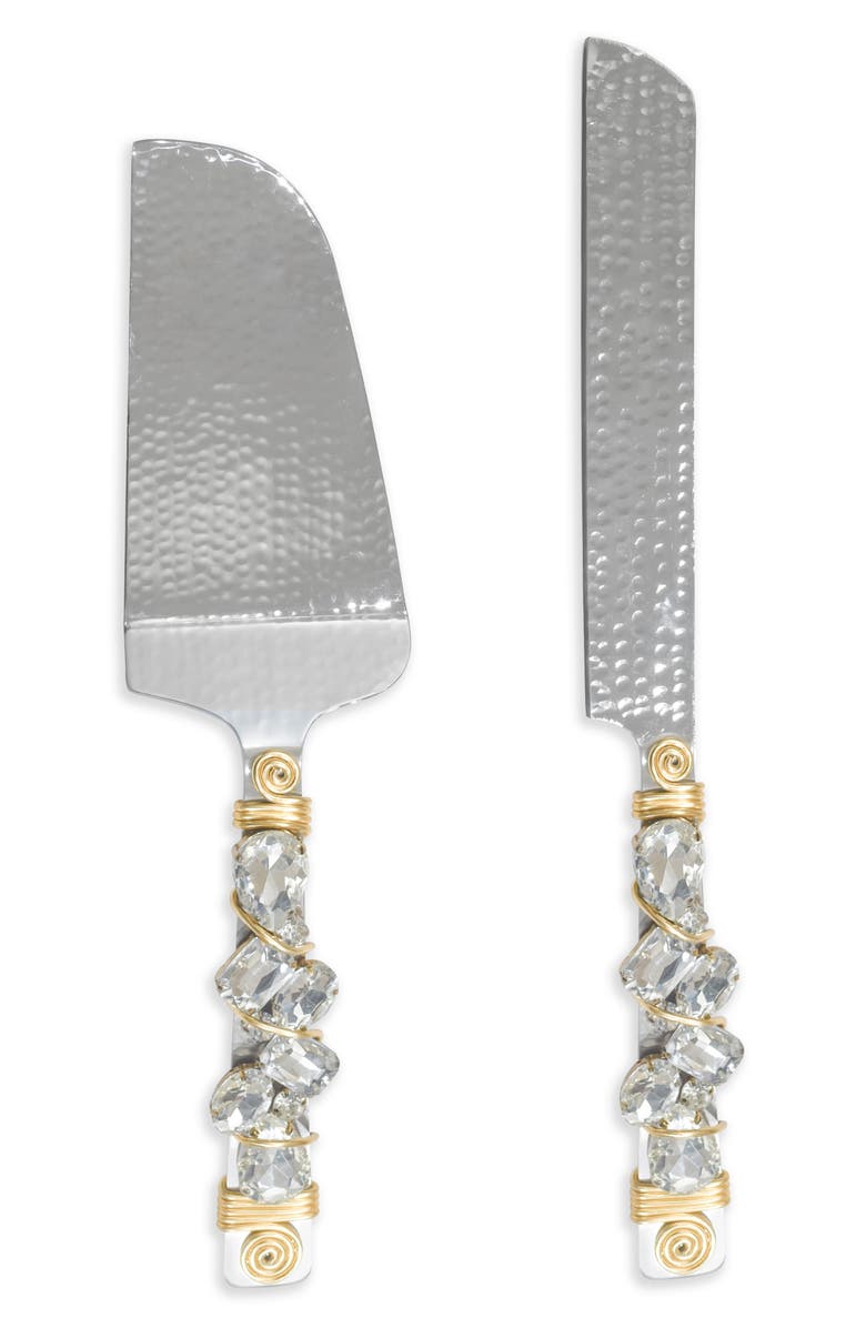 Tiramisu Snow Melt Embellished Constellation 2-Piece Cake Serving Set, Main, color, White