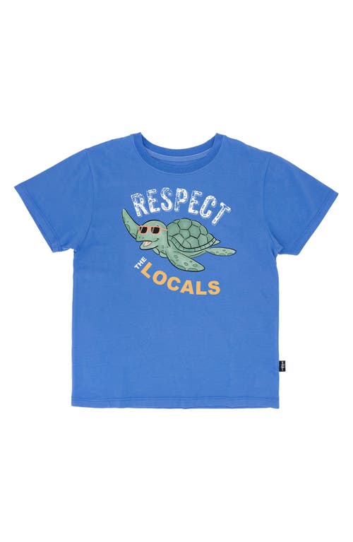 Feather 4 Arrow Kids' Respect The Locals Cotton Graphic T-shirt In Marina Blue