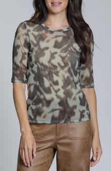 Animal Print Mesh Top