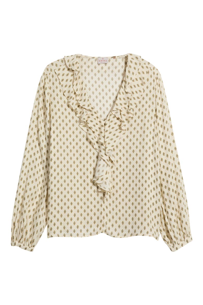 Donare Ruffle V-Neck Top, Alternate, color, WOOL WHITE