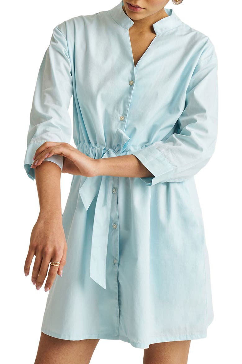 Short Tie Waist Dress, Alternate, color, Summer Blue