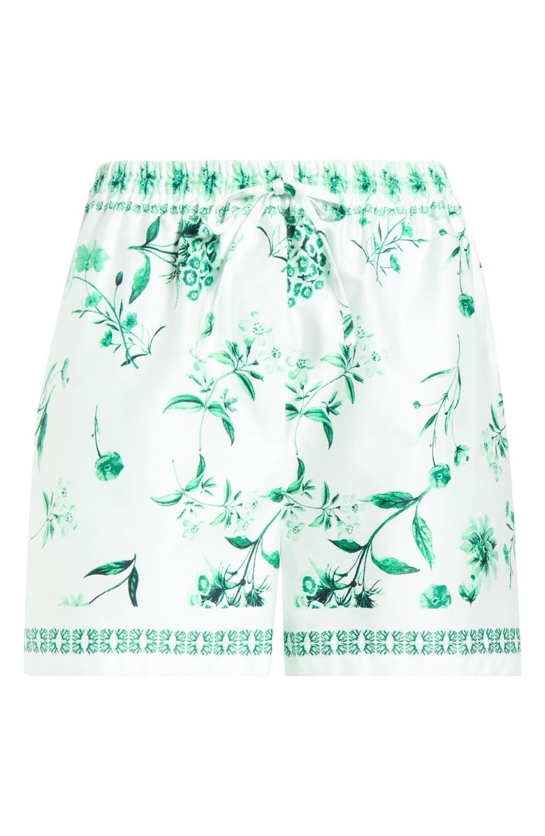 CeCe Floral Drawstring Stretch Cotton Shorts, Alternate, color, Vibrant Kelly