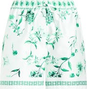 CeCe Floral Drawstring Stretch Cotton Shorts