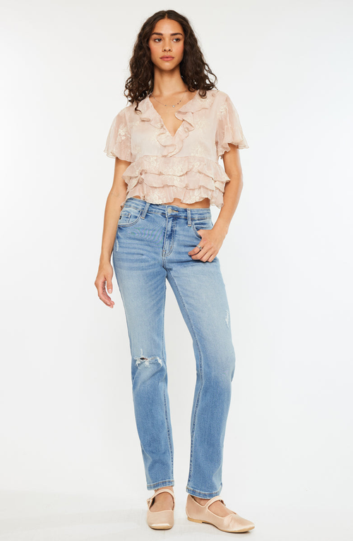 Kancan Florence Essentials High Rise Slim Straight Jeans In Neutral