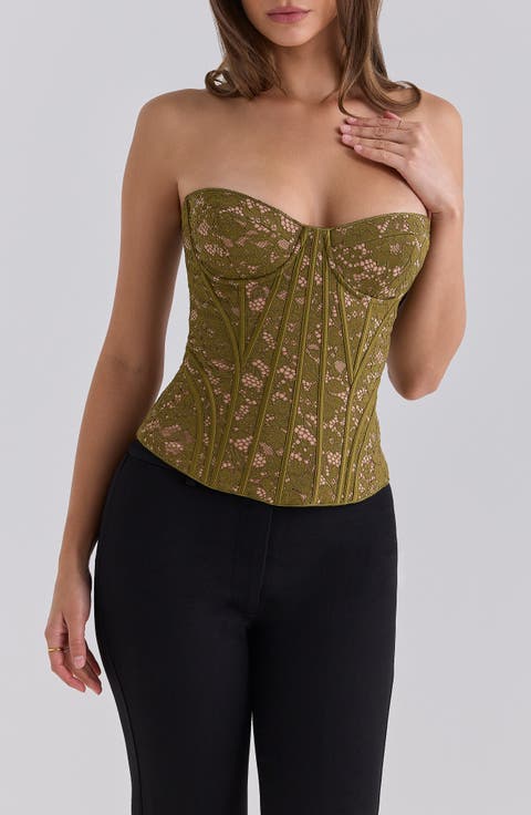 Solaine Floral Lace Corset Top