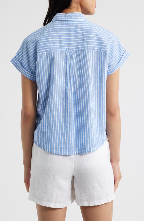 BEACHLUNCHLOUNGE BEACHLUNCHLOUNGE ARCHIE STRIPE SHORT SLEEVE BUTTON-UP SHIRT