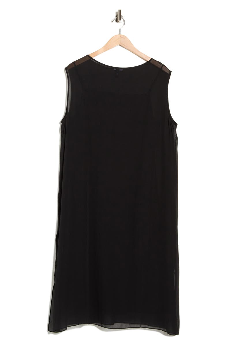 Eileen Fisher Bateau Neck Silk Dress, Alternate, color, Black