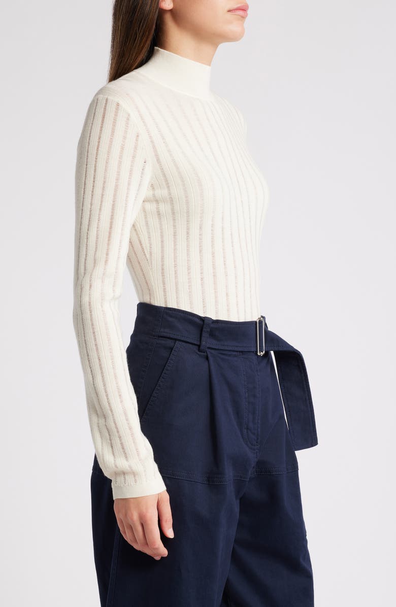 BOSS Fatirami Rib Wool Mockneck Sweater, Alternate, color, Open Wht