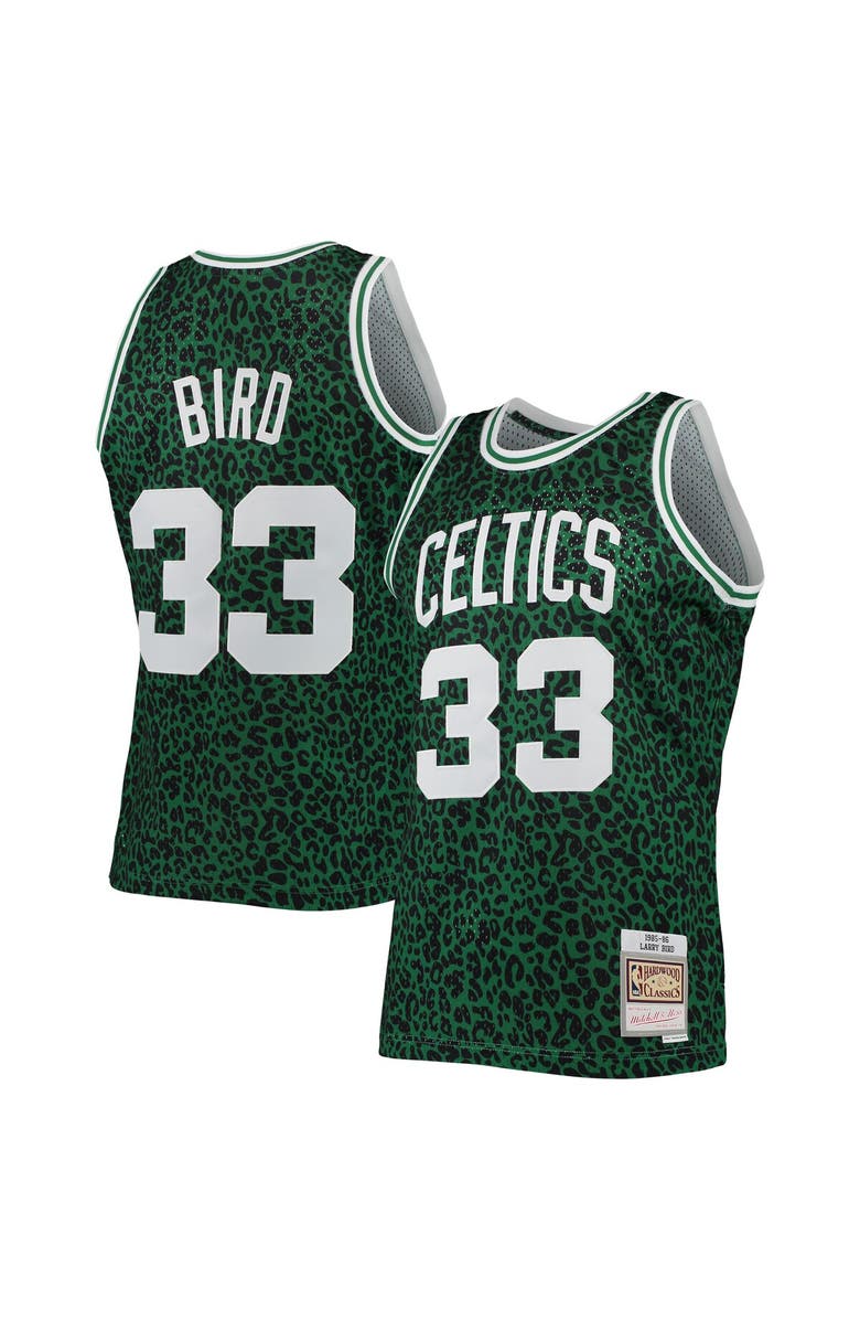 Mitchell & Ness Men's Mitchell & Ness Larry Bird Kelly Green Boston Celtics Hardwood Classics Wildlife Swingman Jersey, Alternate, color, 