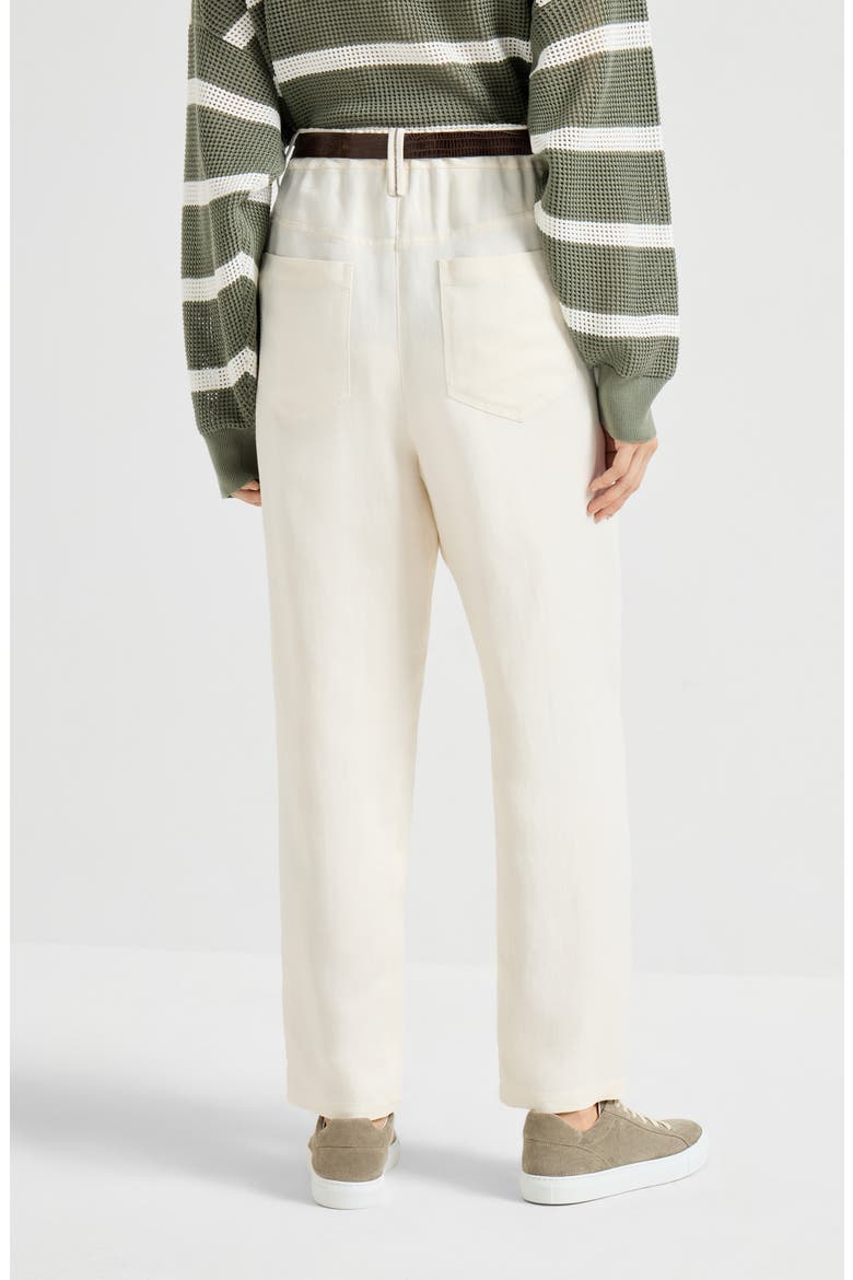 Fluid twill baggy trousers, Alternate, color, Ivory