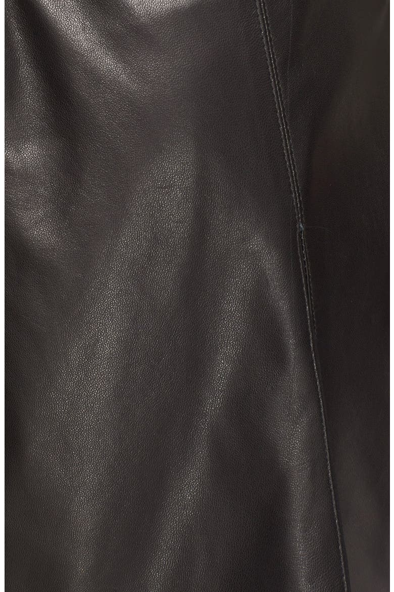 Pleated Leather Skirt, Alternate, color, BLACK