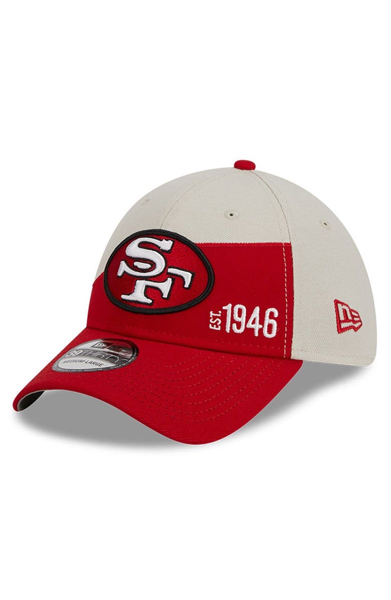 New Era Men's New Era Cream/Scarlet San Francisco 49ers 2023 Sideline Historic 39THIRTY Flex Hat, Main, color,