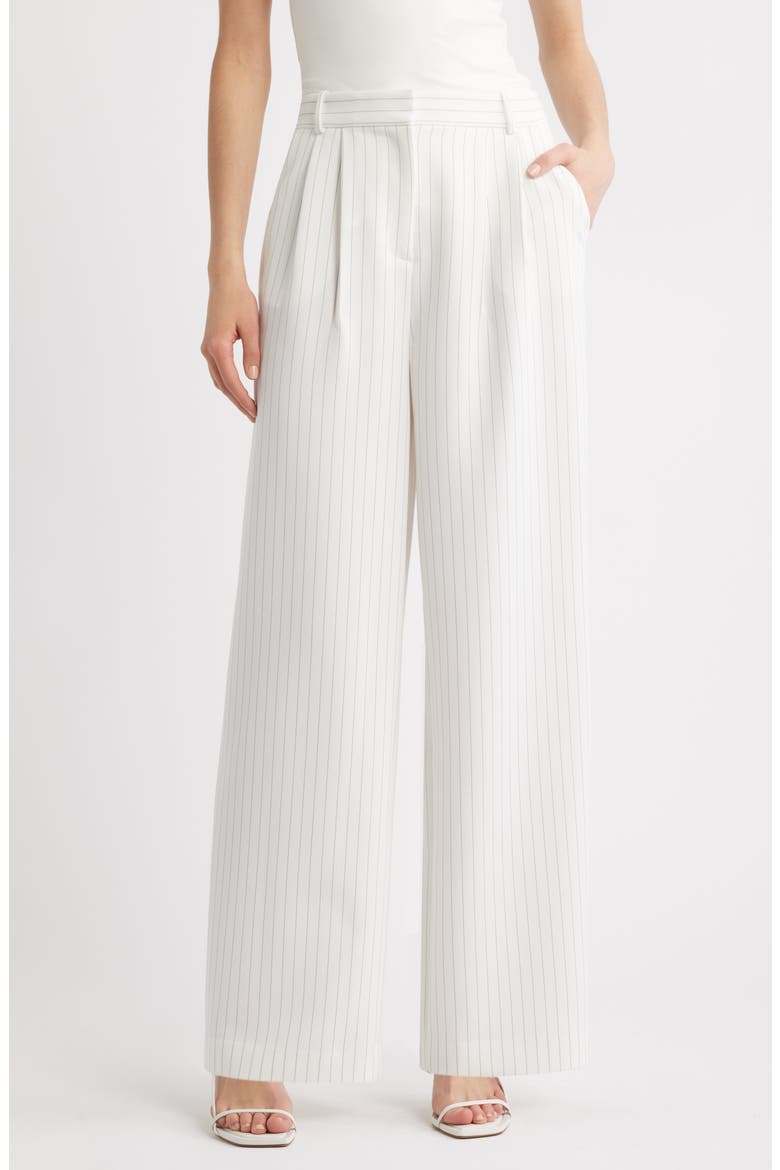 The Icon Trousers, Main, color, IVORY - GREY CELESTE PINSTRIPE