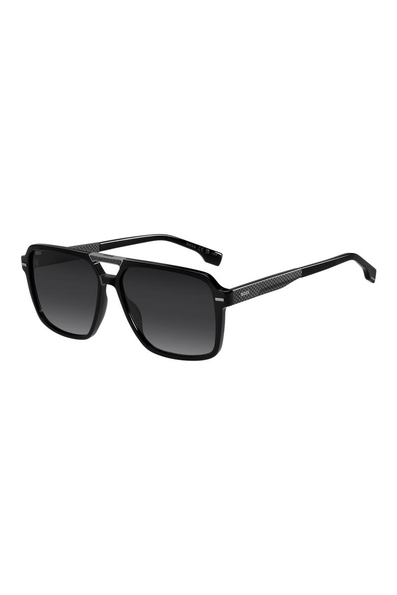 59mm Square Sunglasses, Alternate, color, BLACK/ DARK GREY SF