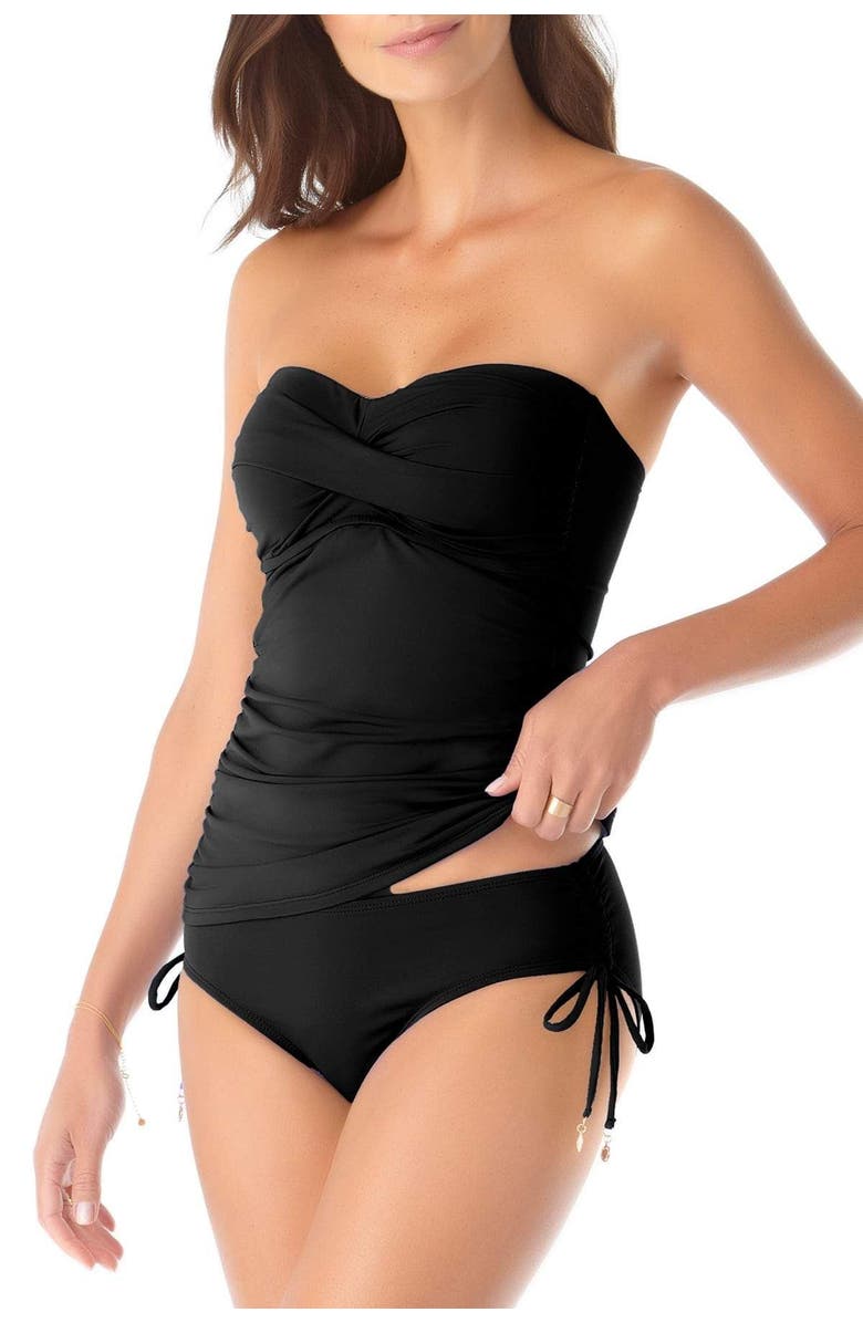 Anne Cole Women's Twist Front Bandeaukini Swim Top, Alternate, color, Black