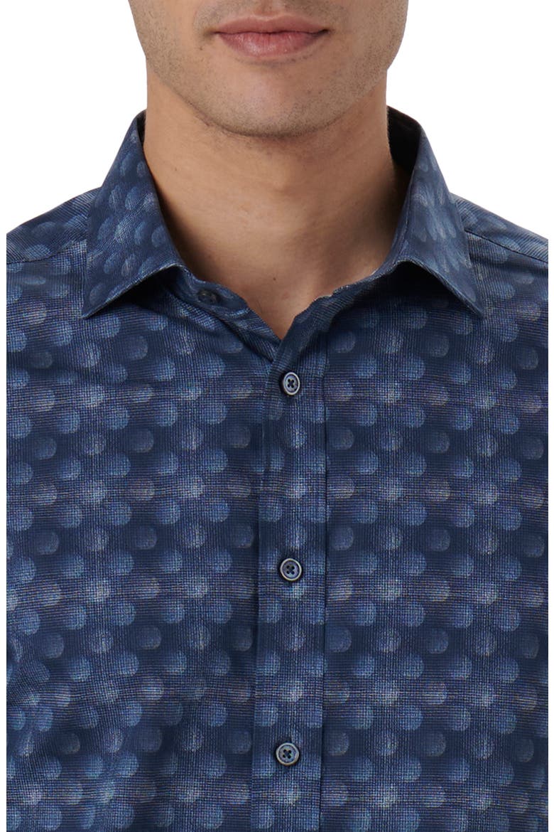 Axel Paisley Print Stretch Cotton Button-Up Shirt, Alternate, color, NAVY
